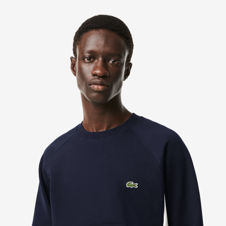 hombres Lacoste azul marino verde blanco yun sudadera con bloques de color de vellón cepillado N6XZ2328