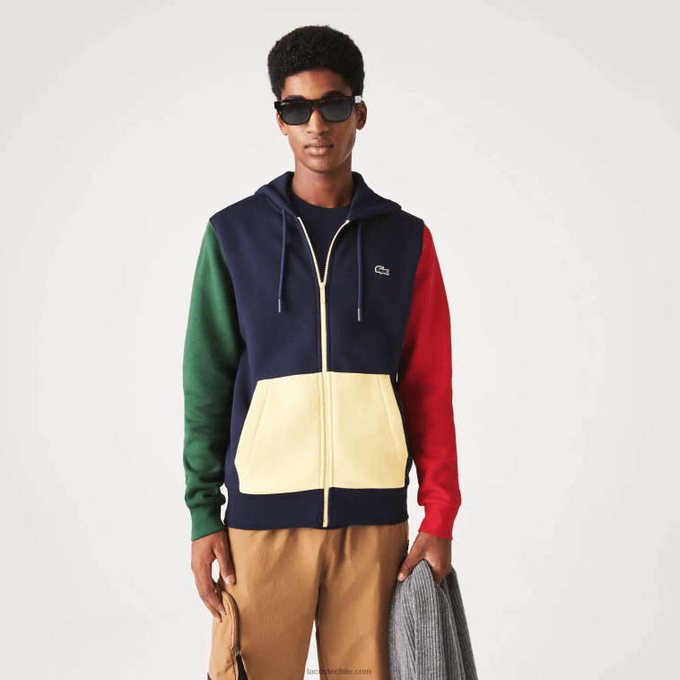 hombres Lacoste azul marino verde rojo amarillo my2 sudadera con cremallera y capucha de corte clásico N6XZ21080