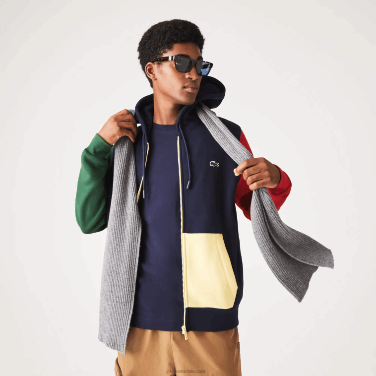 hombres Lacoste azul marino verde rojo amarillo my2 sudadera con cremallera y capucha de corte clásico N6XZ21080
