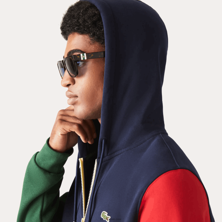 hombres Lacoste azul marino verde rojo amarillo my2 sudadera con cremallera y capucha de corte clásico N6XZ21080