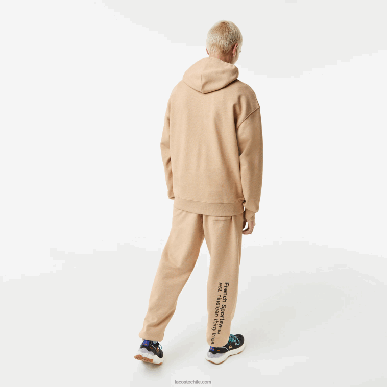 hombres Lacoste beis 4jw sudadera holgada con capucha y diseño de cocodrilo N6XZ2968
