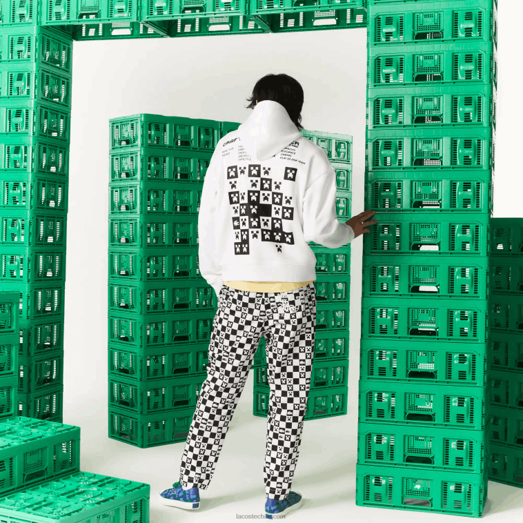 hombres Lacoste blanco 001 sudadera con capucha de polar holgada live x minecraft N6XZ21165