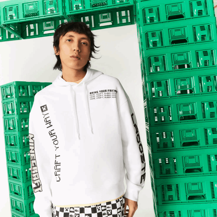 hombres Lacoste blanco 001 sudadera con capucha de polar holgada live x minecraft N6XZ21165