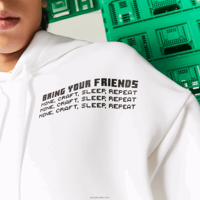 hombres Lacoste blanco 001 sudadera con capucha de polar holgada live x minecraft N6XZ21165