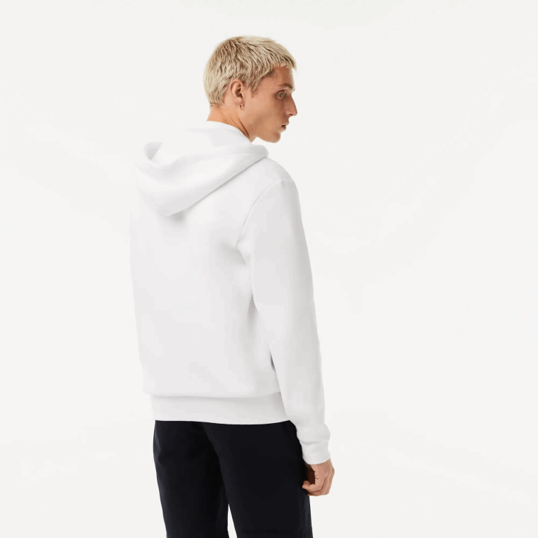 hombres Lacoste blanco 001 sudadera con cremallera y bolsillo canguro N6XZ2295