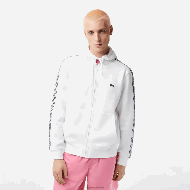 hombres Lacoste blanco 001 sudadera con cremallera y corte clásico con rayas de la marca N6XZ212