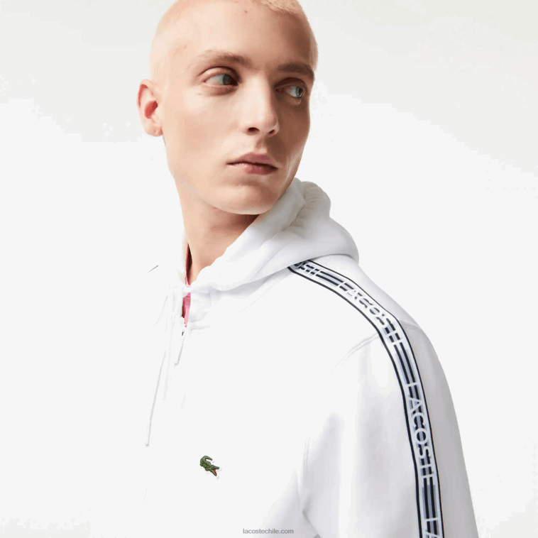 hombres Lacoste blanco 001 sudadera con cremallera y corte clásico con rayas de la marca N6XZ212