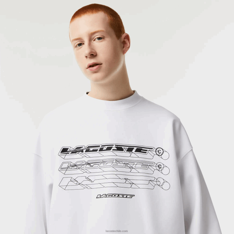 hombres Lacoste blanco 001 sudadera holgada con logo N6XZ26