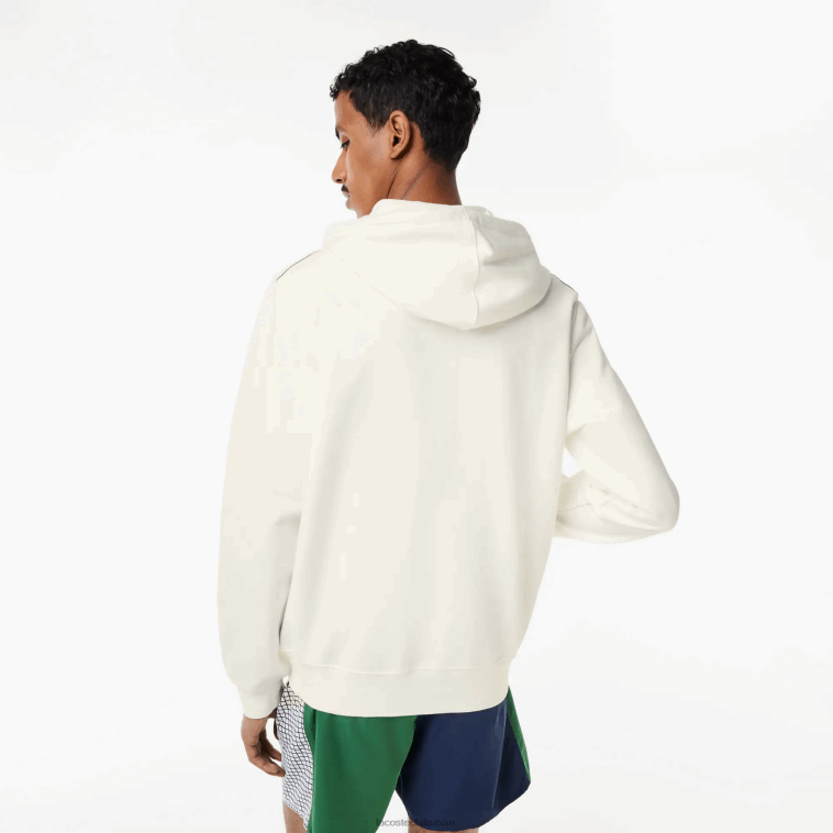 hombres Lacoste blanco 70v sudadera con capucha y cremallera sin cepillar N6XZ2319
