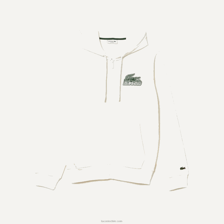 hombres Lacoste blanco 70v sudadera con capucha y cremallera sin cepillar N6XZ2319