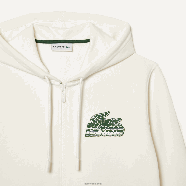 hombres Lacoste blanco 70v sudadera con capucha y cremallera sin cepillar N6XZ2319