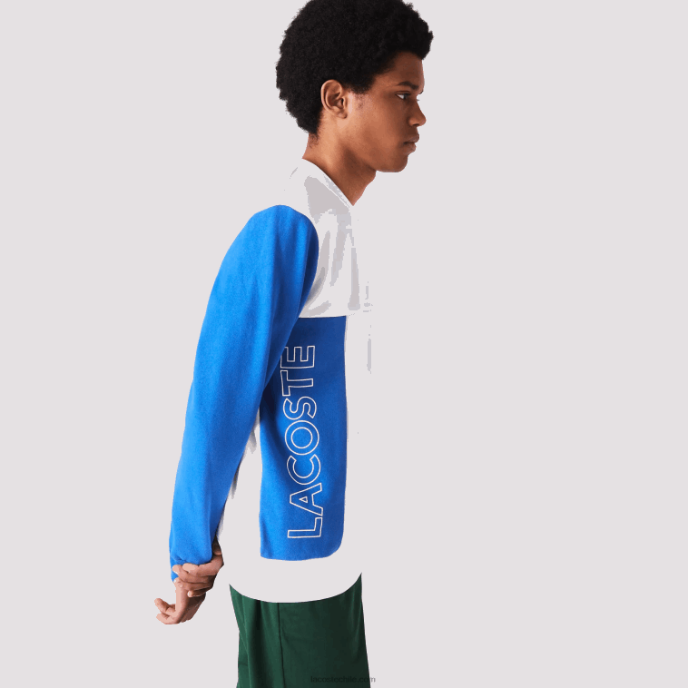 hombres Lacoste blanco azul amarillo verde 8nr sudadera con cuello redondo y diseño colour block N6XZ21159