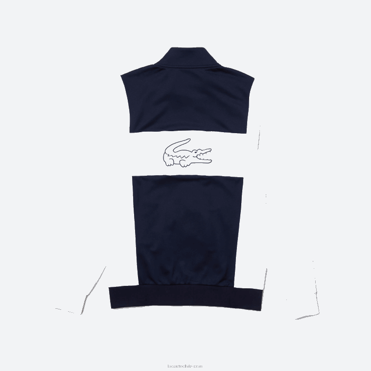 hombres Lacoste blanco azul marino r20 sudadera sport piqué cremallera N6XZ21205