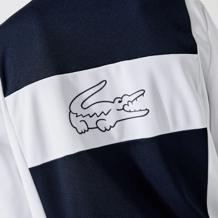 hombres Lacoste blanco azul marino r20 sudadera sport piqué cremallera N6XZ21205