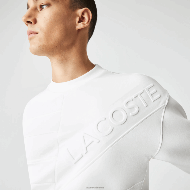 hombres Lacoste blanco nueva york sudadera holgada con efecto patchwork N6XZ2955