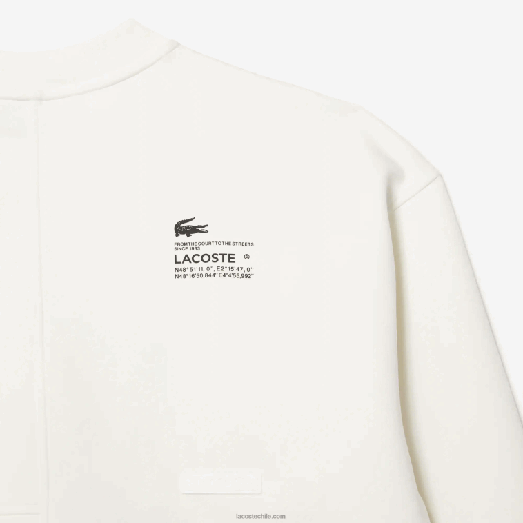 hombres Lacoste blanco nueva york sudadera holgada con efecto patchwork N6XZ2955