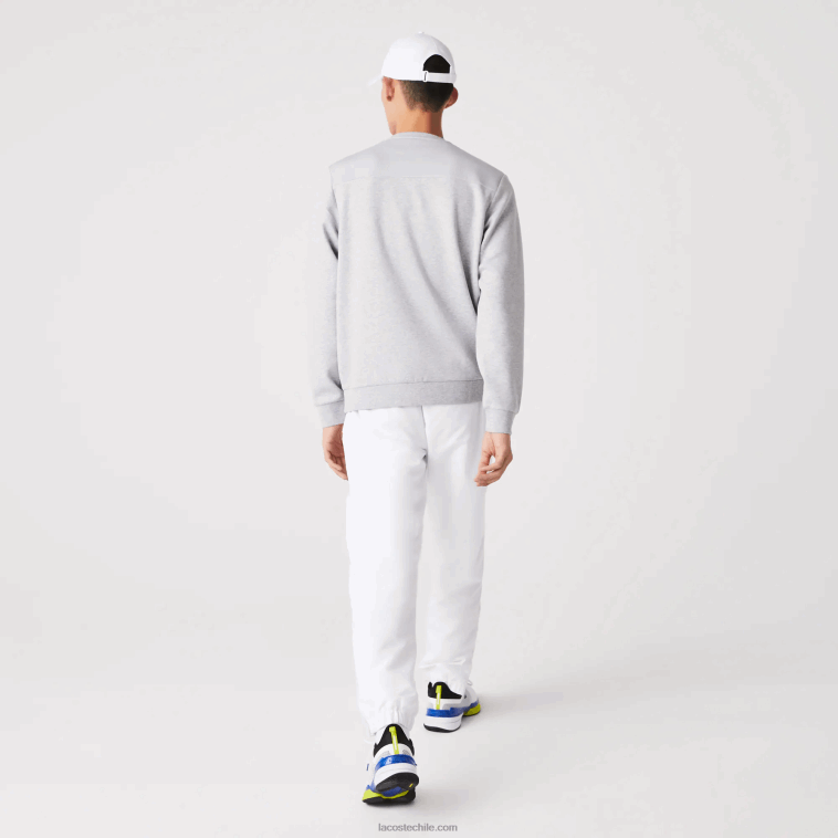 hombres Lacoste chino gris claro 9ya sudadera con paneles de malla deportiva N6XZ21062
