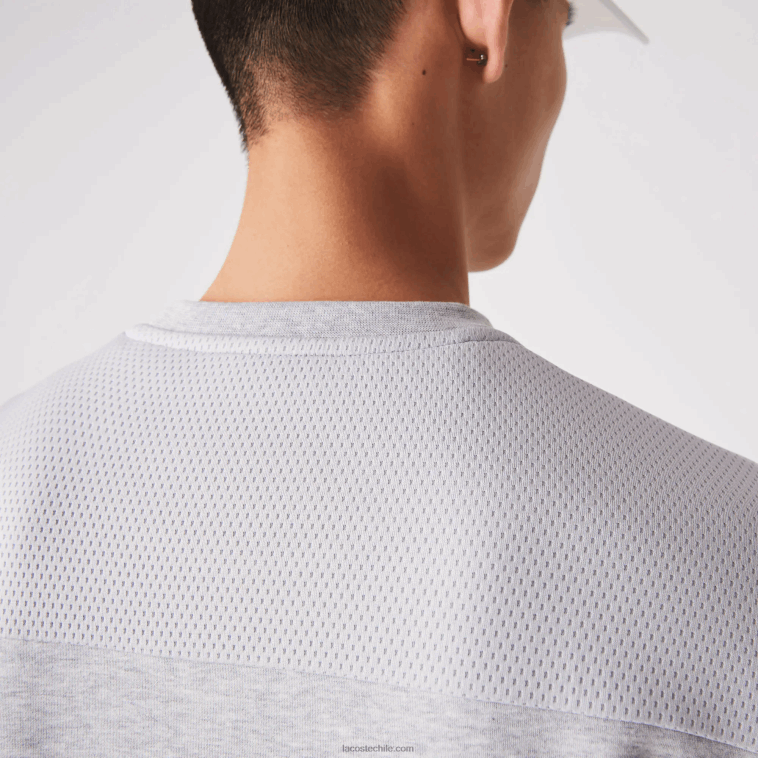 hombres Lacoste chino gris claro 9ya sudadera con paneles de malla deportiva N6XZ21062