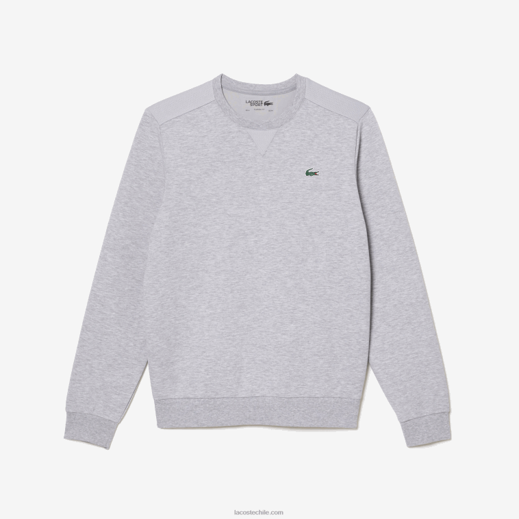 hombres Lacoste chino gris claro 9ya sudadera con paneles de malla deportiva N6XZ21062