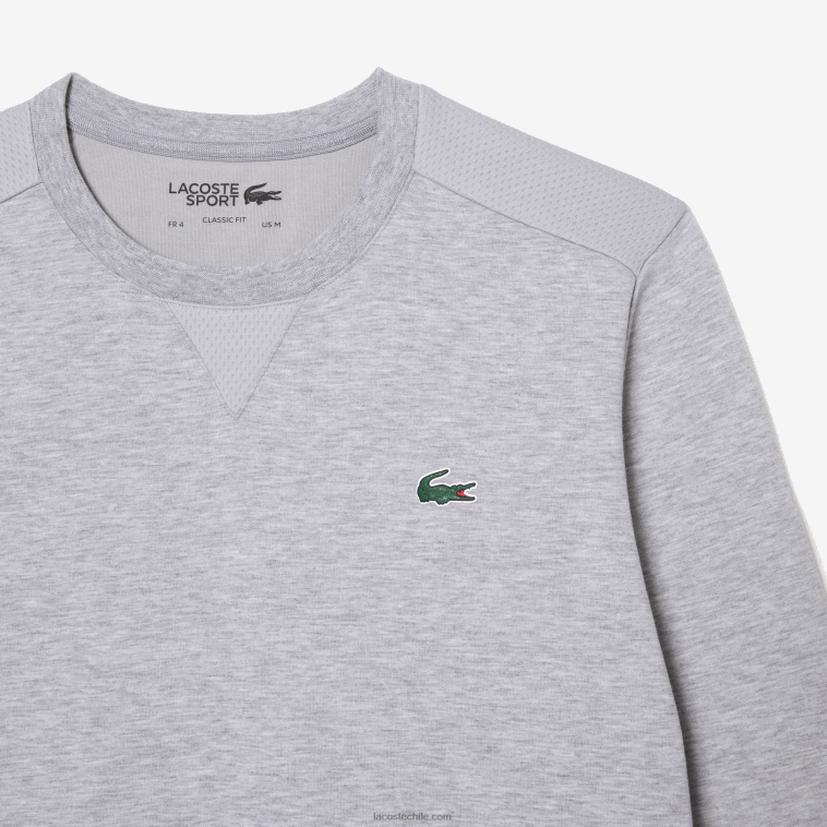hombres Lacoste chino gris claro 9ya sudadera con paneles de malla deportiva N6XZ21062