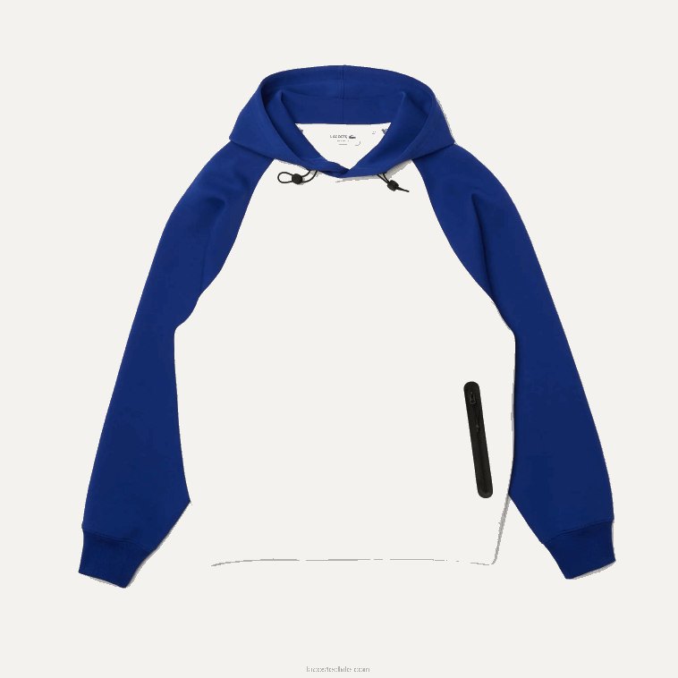 hombres Lacoste eme blanco azul sudadera bicolor con capucha y bolsillo con cremallera en contraste N6XZ21190