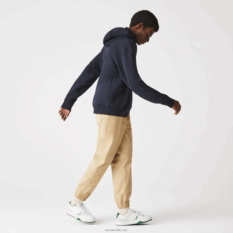 hombres Lacoste fondo azul marino sudadera con cremallera y capucha en mezcla de algodón N6XZ21177