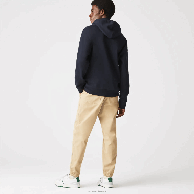 hombres Lacoste fondo azul marino sudadera con cremallera y capucha en mezcla de algodón N6XZ21177