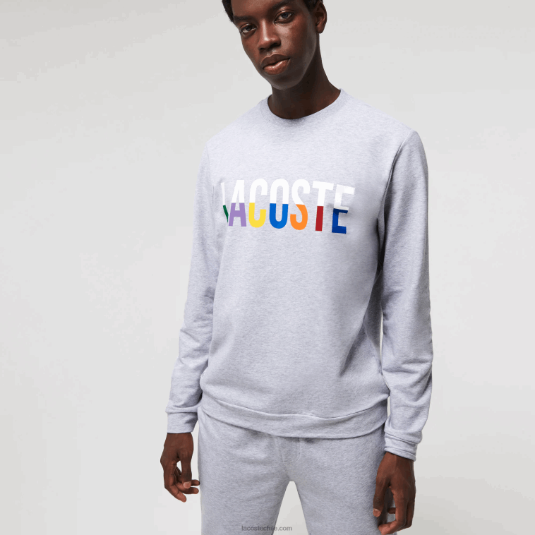 hombres Lacoste gris chino blanco w9d sudadera interior de felpa de algodón estampada N6XZ21222