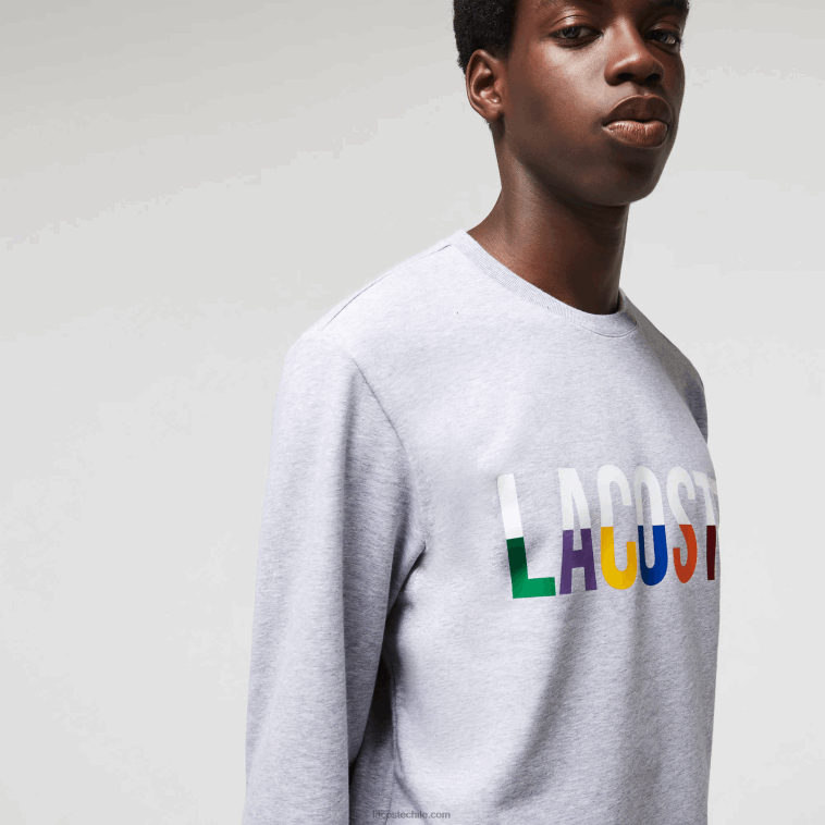 hombres Lacoste gris chino blanco w9d sudadera interior de felpa de algodón estampada N6XZ21222