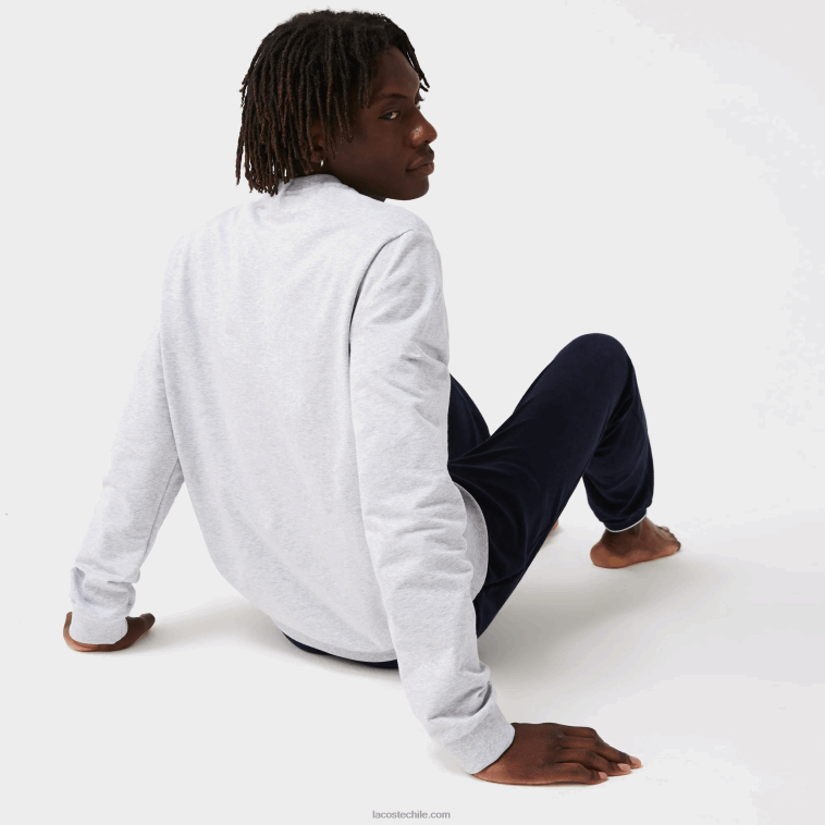 hombres Lacoste gris chino verde y9k sudadera de felpa de algodón N6XZ21386