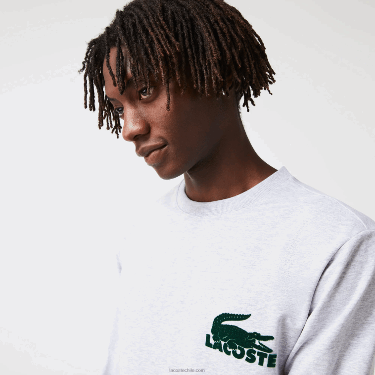 hombres Lacoste gris chino verde y9k sudadera de felpa de algodón N6XZ21386