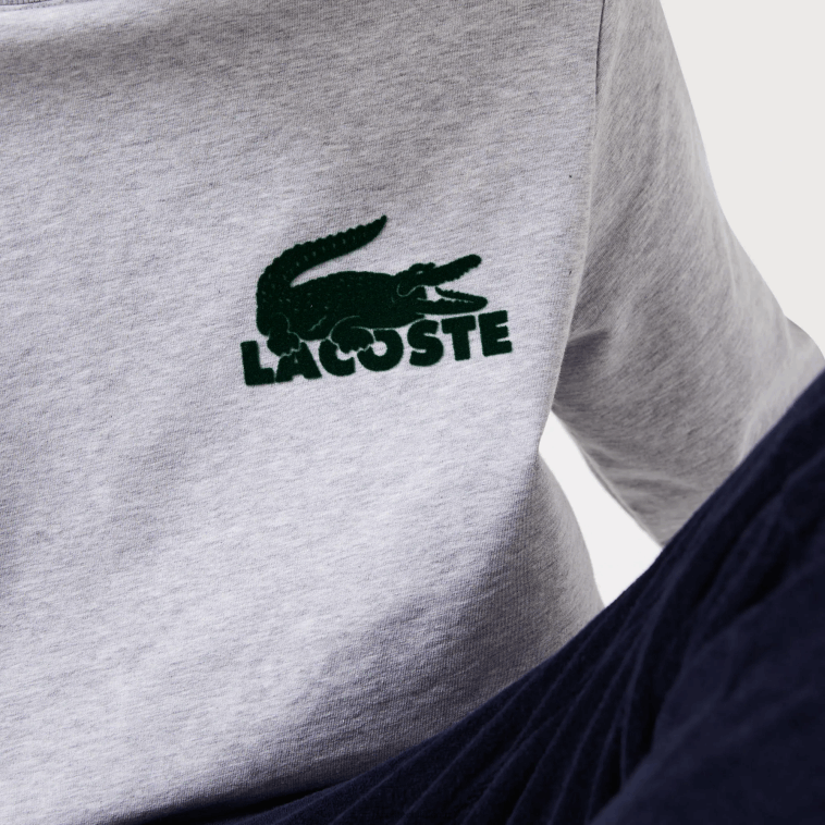hombres Lacoste gris chino verde y9k sudadera de felpa de algodón N6XZ21386