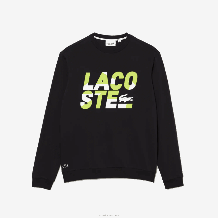hombres Lacoste gris oscuro 2z8 sudadera regular fit de felpa de algodón estampada N6XZ21615