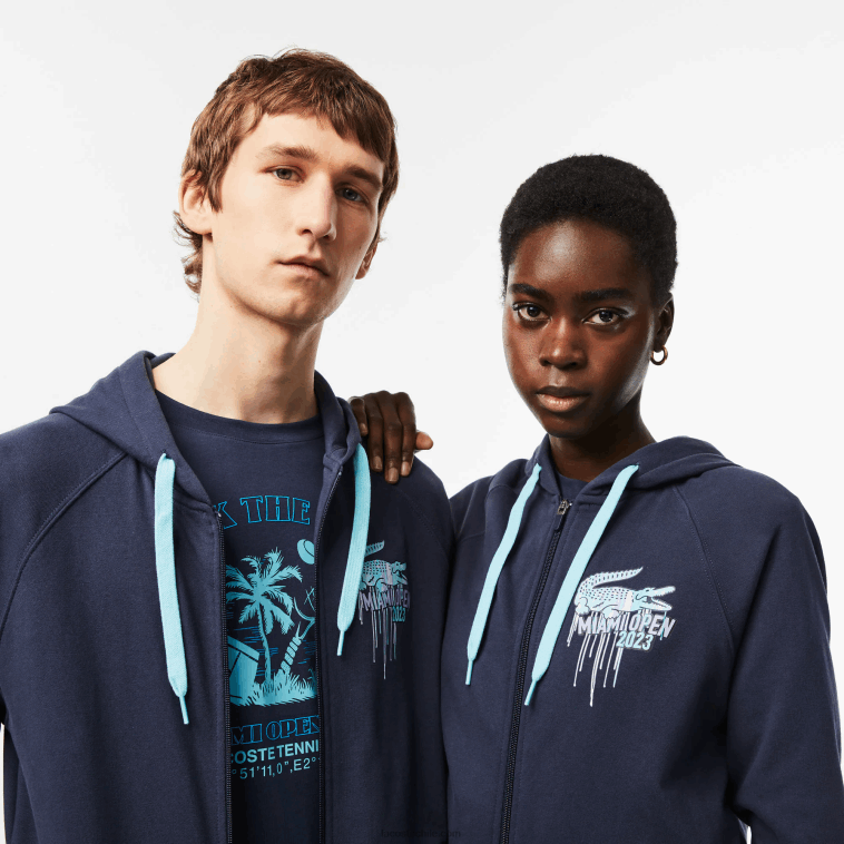 hombres Lacoste kxe azul sport miami sudadera con capucha edición abierta N6XZ2354