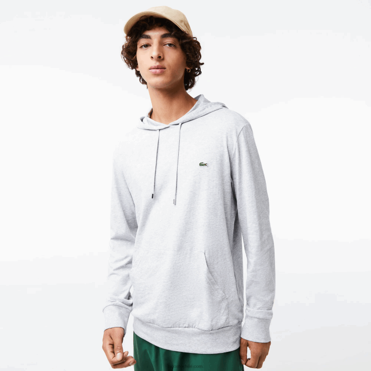 hombres Lacoste lomo gris cca sudadera con capucha N6XZ2713