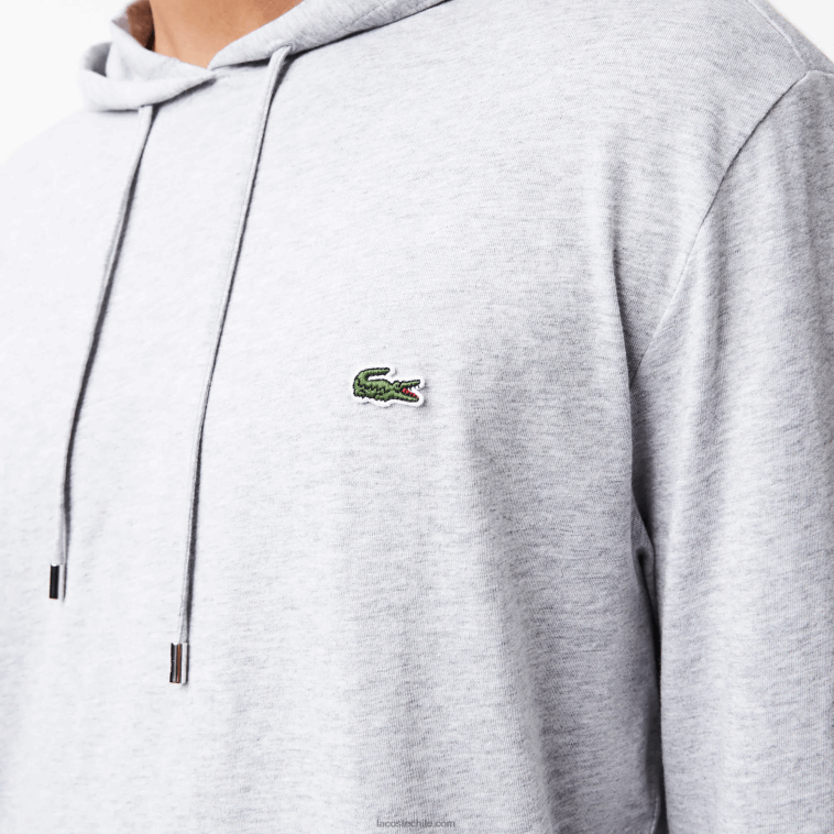 hombres Lacoste lomo gris cca sudadera con capucha N6XZ2713