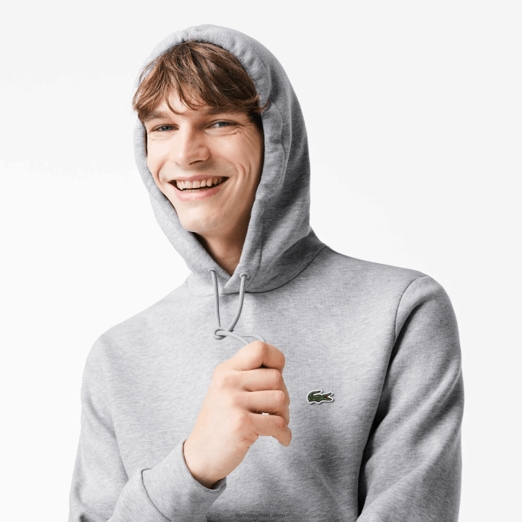 hombres Lacoste lomo gris cca sudadera con capucha de algodón orgánico N6XZ2288
