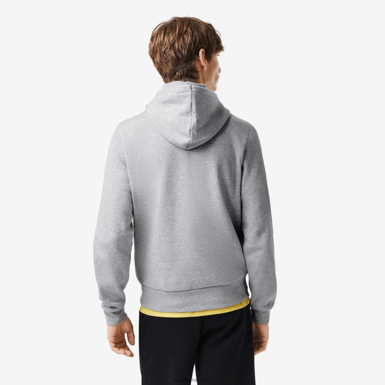 hombres Lacoste lomo gris cca sudadera con capucha de algodón orgánico N6XZ2288
