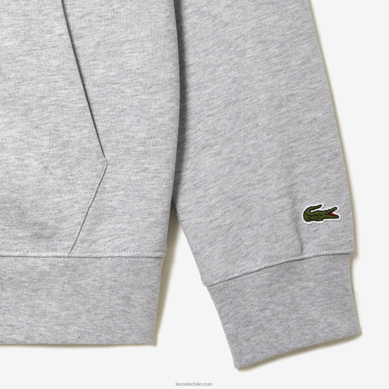 hombres Lacoste lomo gris cca sudadera con capucha y cremallera sin cepillar N6XZ2322