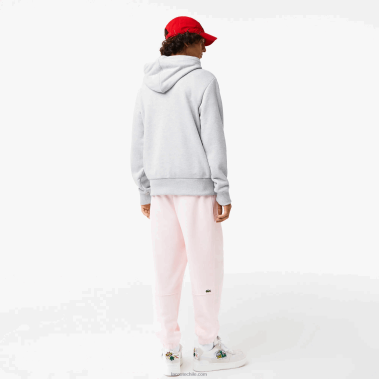 hombres Lacoste lomo gris cca sudadera con capucha y estampado de cómic N6XZ21133