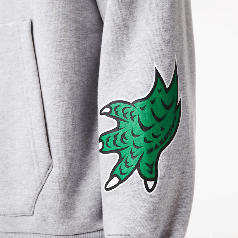 hombres Lacoste lomo gris cca sudadera con capucha y estampado de cómic N6XZ21133