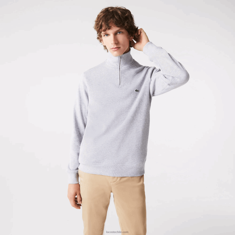 hombres Lacoste lomo gris cca sudadera con cremallera y cuello alto N6XZ2954