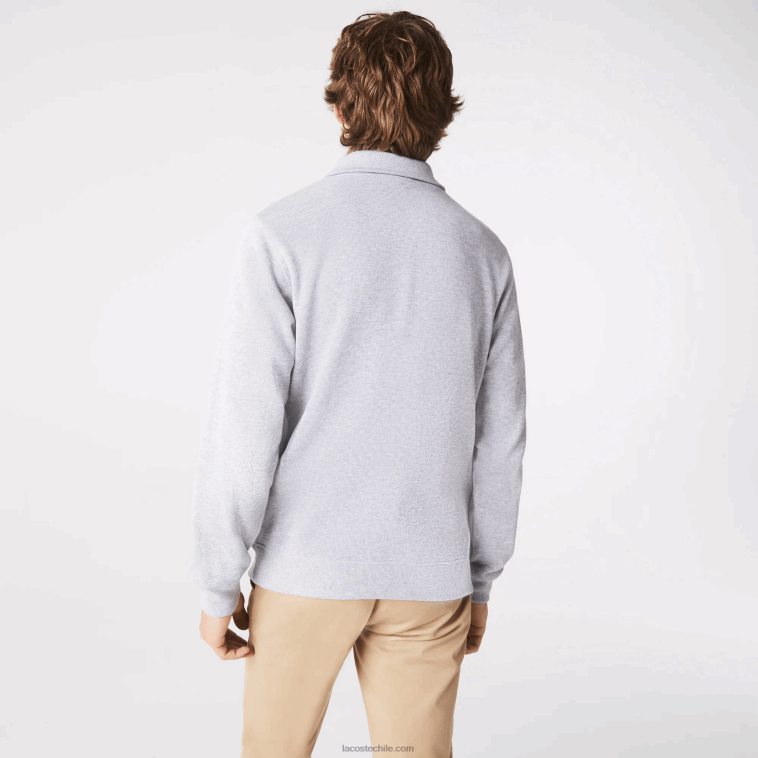 hombres Lacoste lomo gris cca sudadera con cremallera y cuello alto N6XZ2954