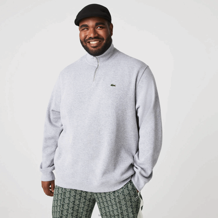 hombres Lacoste lomo gris cca sudadera con cremallera y cuello alto N6XZ2954