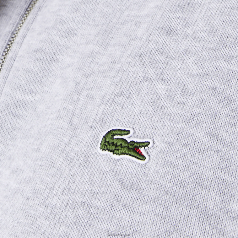 hombres Lacoste lomo gris cca sudadera con cremallera y cuello alto N6XZ2954