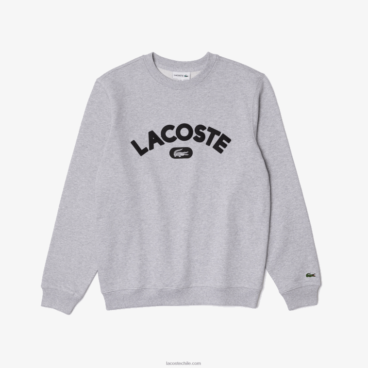 hombres Lacoste lomo gris cca sudadera con cuello redondo y logo N6XZ21161