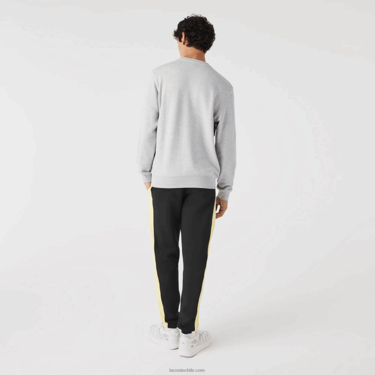 hombres Lacoste lomo gris cca sudadera con estampado de cocodrilo y cuello redondo N6XZ21030