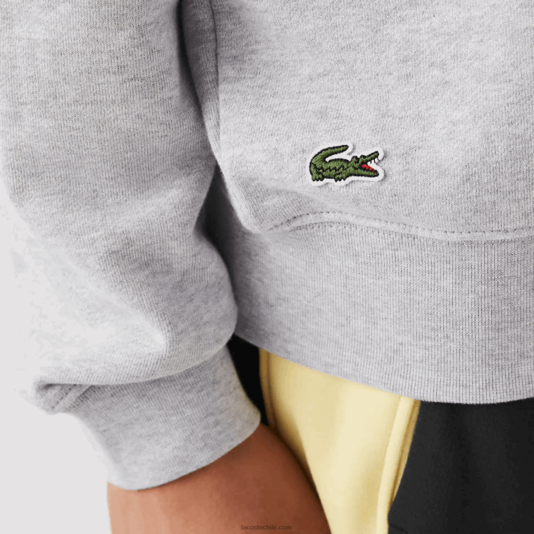 hombres Lacoste lomo gris cca sudadera con estampado de cocodrilo y cuello redondo N6XZ21030