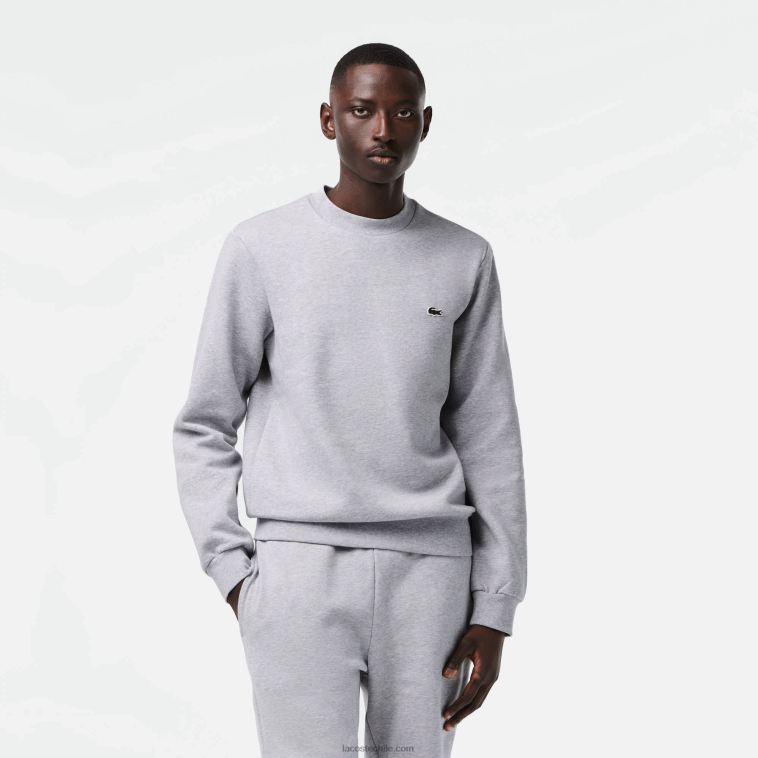 hombres Lacoste lomo gris cca sudadera de algodón orgánico peinado N6XZ2287