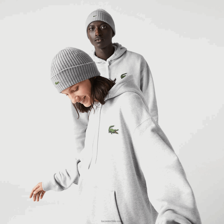 hombres Lacoste lomo gris cca sudadera holgada de algodón orgánico con capucha N6XZ2368